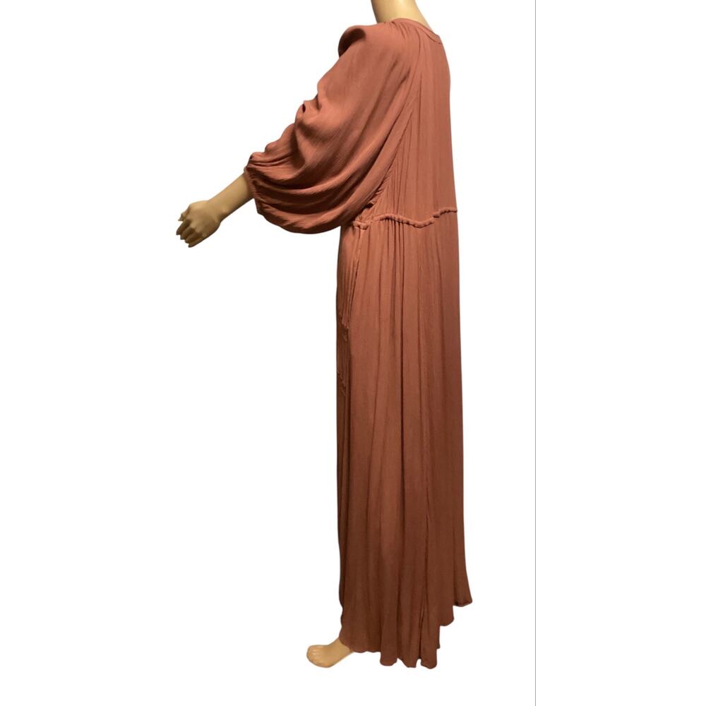 Free People plenty of love maxi dress plunging neckline button-front tie waist L - Picture 4 of 7